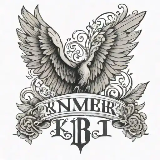 november 13, 2023 in roman numerals with wings spread wide tattoo design idea
