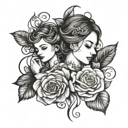 Mother Daughter Small tattoo design idea