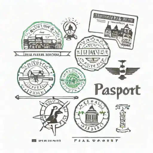 five passport stamps together with each having titles from one direction songs tattoo design idea