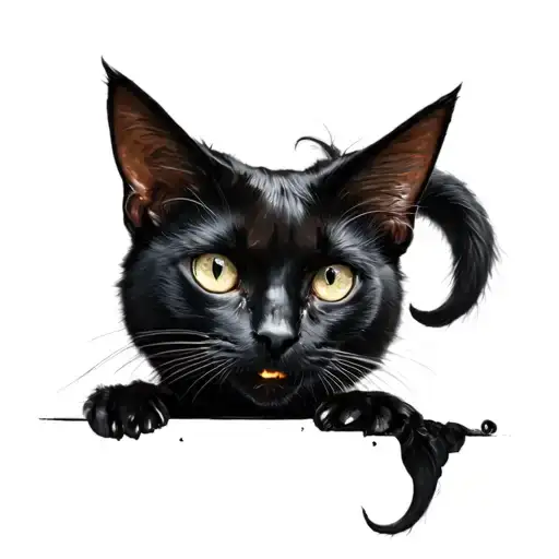black cat halloween pupkin witches ghost tattoo design idea