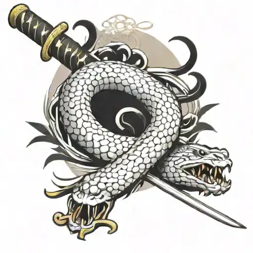 japanese snake katana sword tattoo design idea