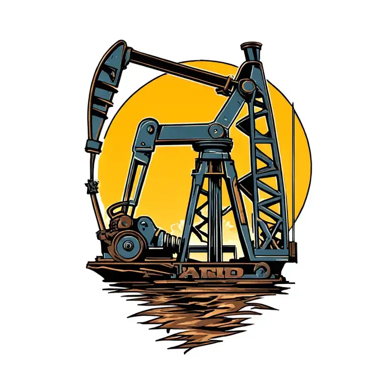 oilfield pump jack tattoo design idea