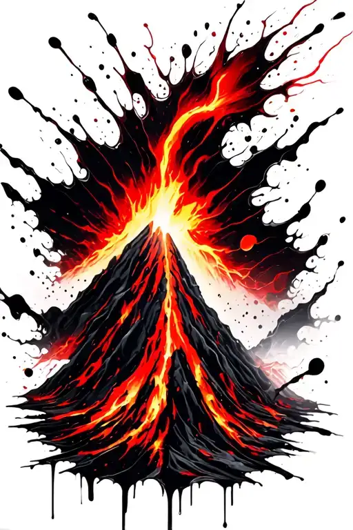 volcano flowing lava tattoo design idea