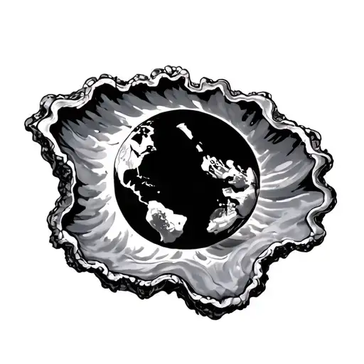the world as a pearl inside an oyster tattoo design idea