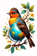 robin bird with globe inside tattoo design idea
