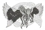 wings tattoo with hanuman chalisa written in dna tattoo design idea