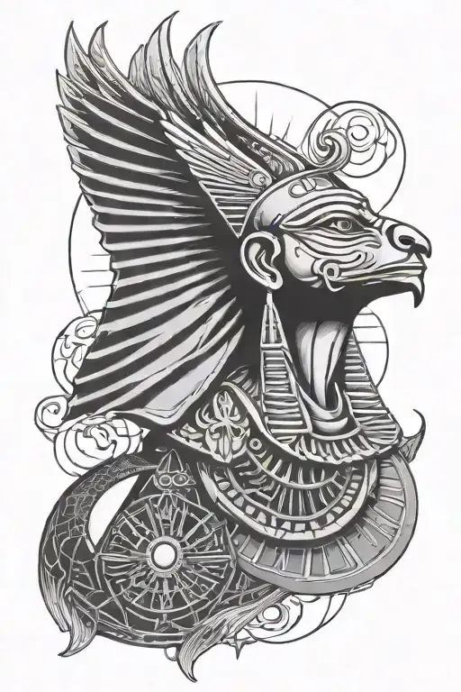 egypt god symbol in alchemy tattoo design idea