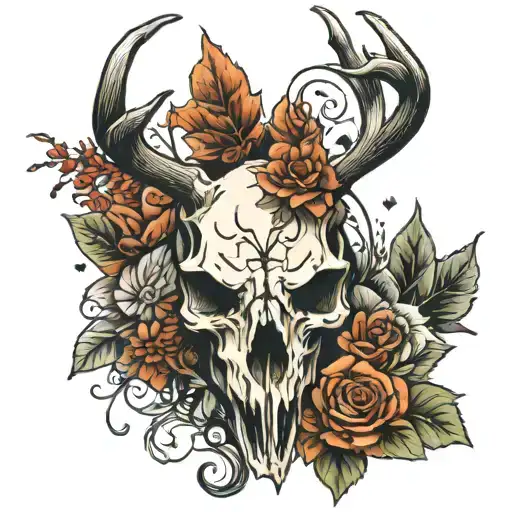 deer skull tattoo design idea