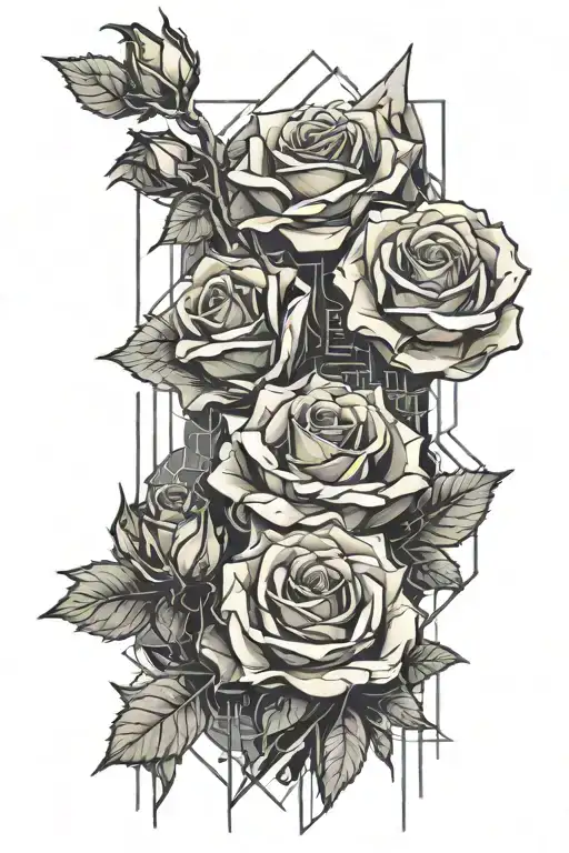 Roses, cyberpunk design combining elements tattoo design idea