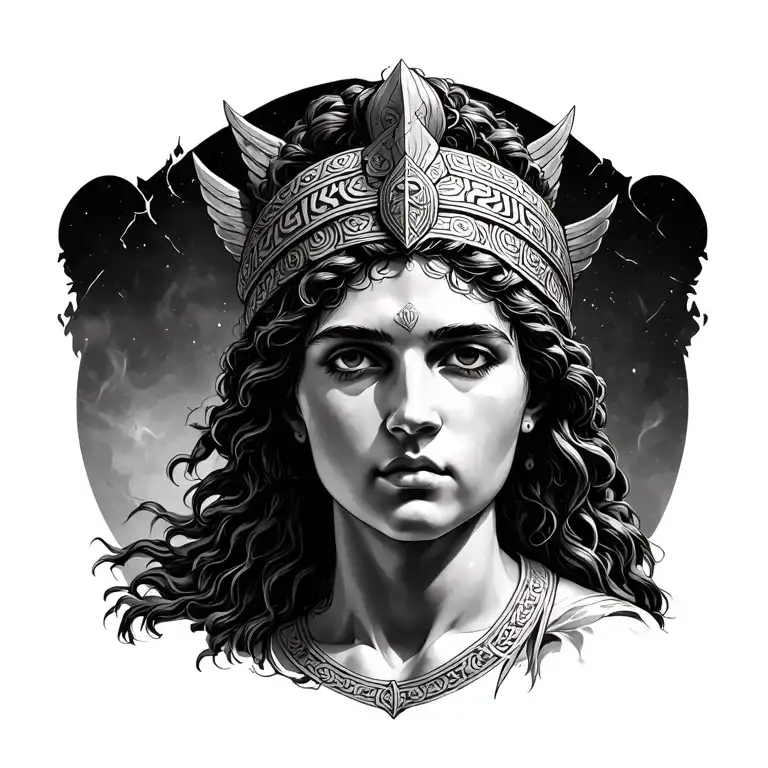 athena greek god x saggitarius zodiak sign tattoo design idea