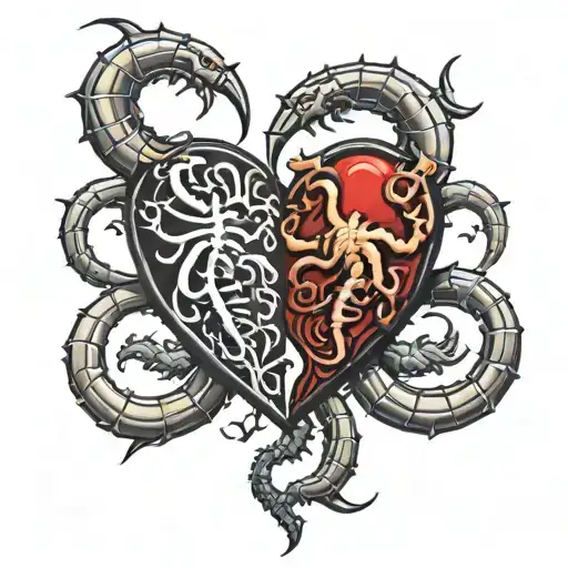 scorpions making a heart shape tattoo design idea