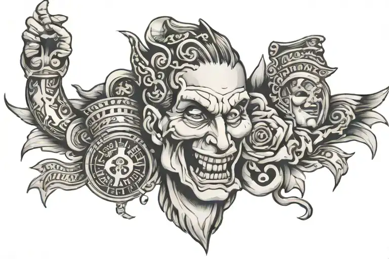 greed money power tattoo design idea