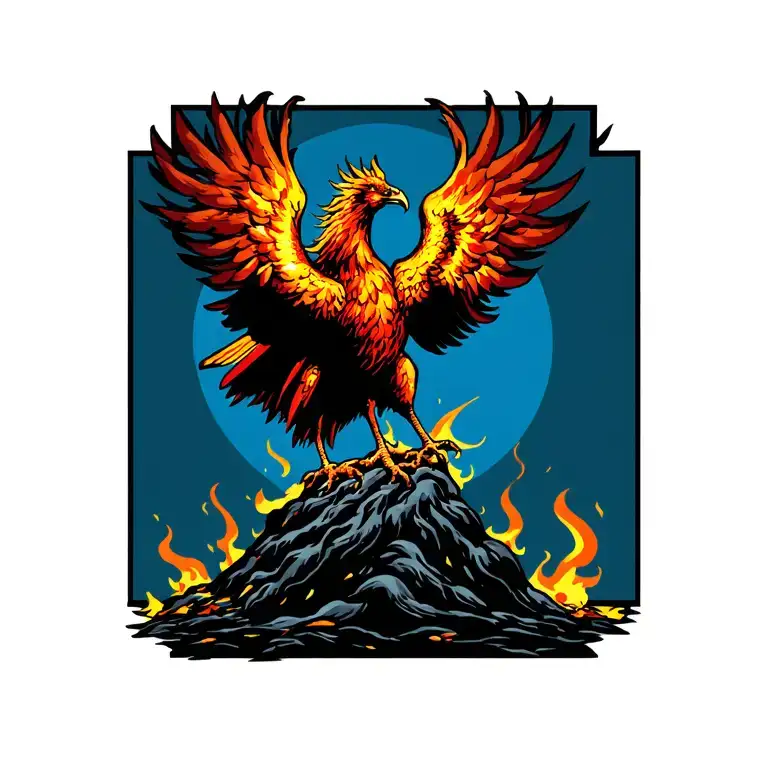 Phoenix rising from ashes tattoo design idea