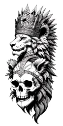 aztec warrior  lion crown skull time tattoo design idea