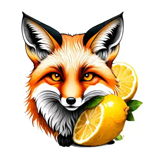 fox curled around a serento lemon tattoo design idea