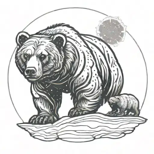 Ursa Major with Polaris and bear outline tattoo design idea