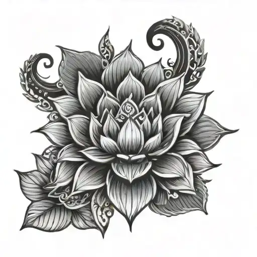 Vishnu Chakra with lotus flower blooming tattoo design idea