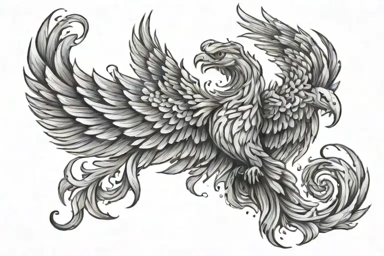 phoenix rising from ashes tattoo design idea