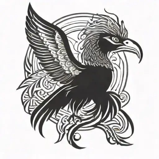 sexual assault survivors symbol with a pheonix flying tattoo design idea