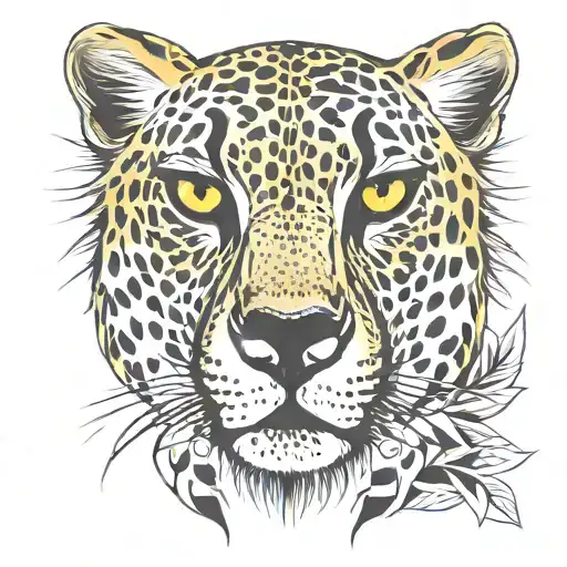 yellow eyes cheetah face tattoo design idea