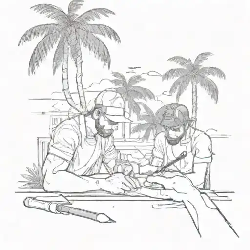 miami boys writing with palm tree tattoo design idea