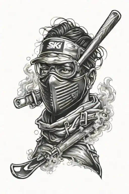 ski mask tattoo design idea