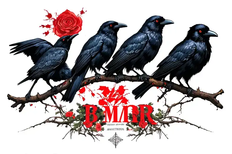 "B M M R" Itachi crows tattoo design idea