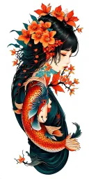 "Fourth timesthecharm(Japanese)" Japanese cherry blossoms flowers vines long wrapping around my shoulder and arm with a dragon and koi fish also wrapped  tattoo design idea