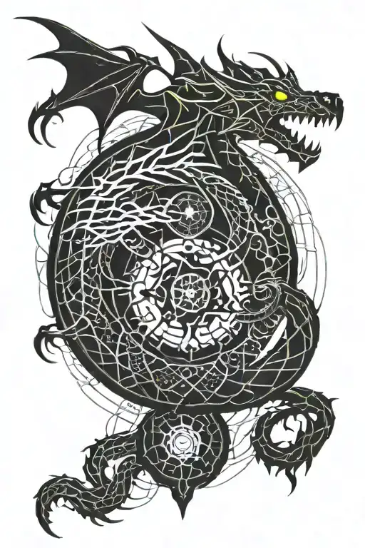 dragon tattoo. dark. creepy. tattoo design idea