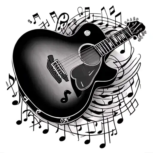 dad memorial guitar music notes tattoo design idea