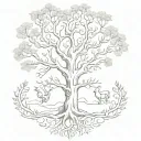 matching tree of life for 4 people. Mom, Dad and 2 sons tattoo design idea
