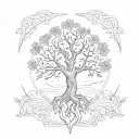 matching tree of life for 4 people. Mom, Dad and 2 sons tattoo design idea