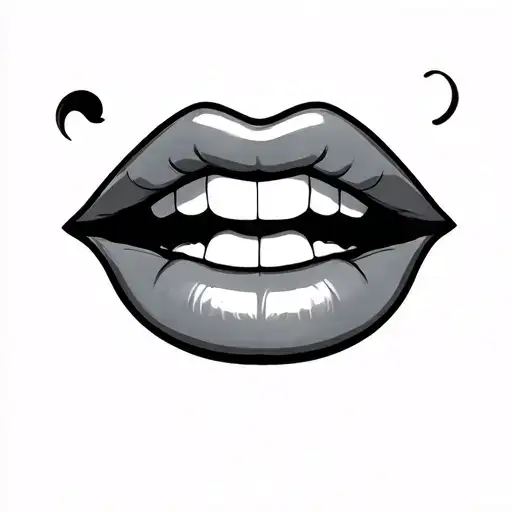 similey emoji with lips extended tattoo design idea