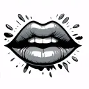 similey emoji with lips extended tattoo design idea