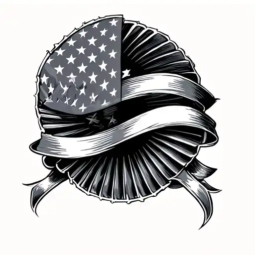 jet engine American flag intertwined tattoo design idea