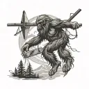 sasquatch falling with static line tattoo tattoo design idea
