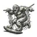 sasquatch falling with static line tattoo tattoo design idea