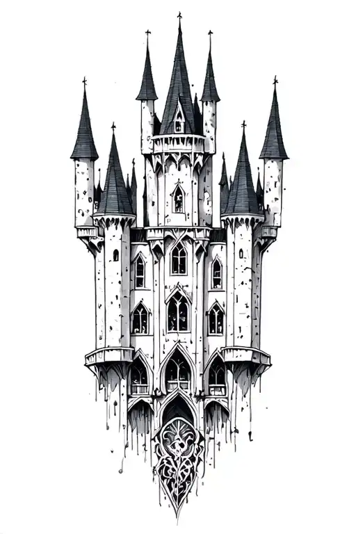 gothic castle  tattoo design idea