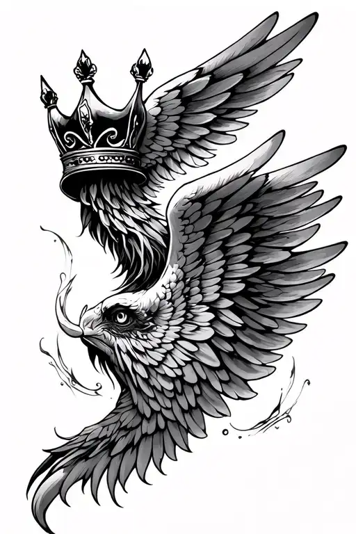 wings and a crown tattoo design idea