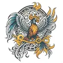 phoenix with filipino sun and warrior tribal tattoo design idea