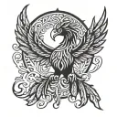 phoenix with filipino sun and warrior tribal tattoo design idea