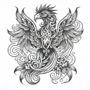 phoenix with filipino sun and warrior tribal tattoo design idea