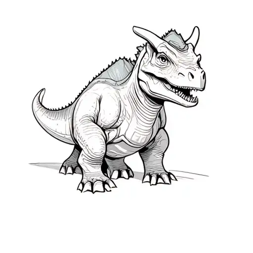 cute triceratops doing o ring gymnatsics tattoo design idea