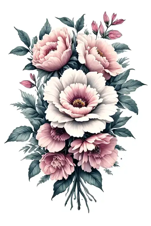 grandchildren flowers tattoo design idea