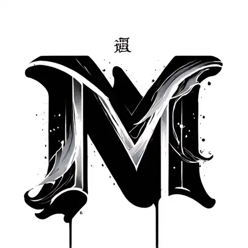 kimono e to letter M tattoo design idea