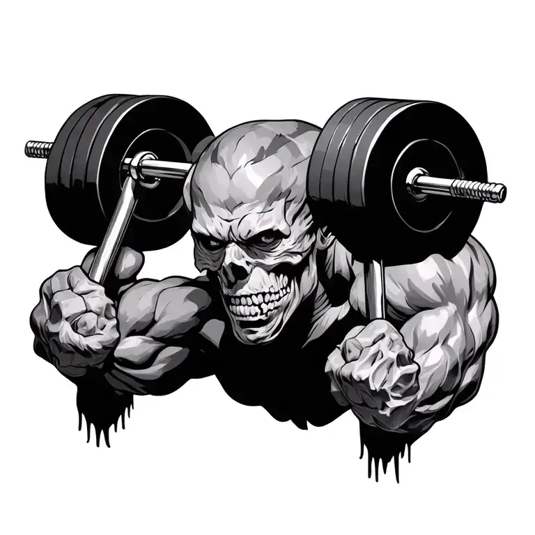 barbell transforming tattoo design idea