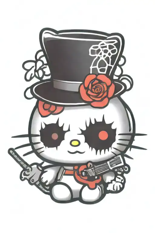 hello kitty black metal music tattoo design idea