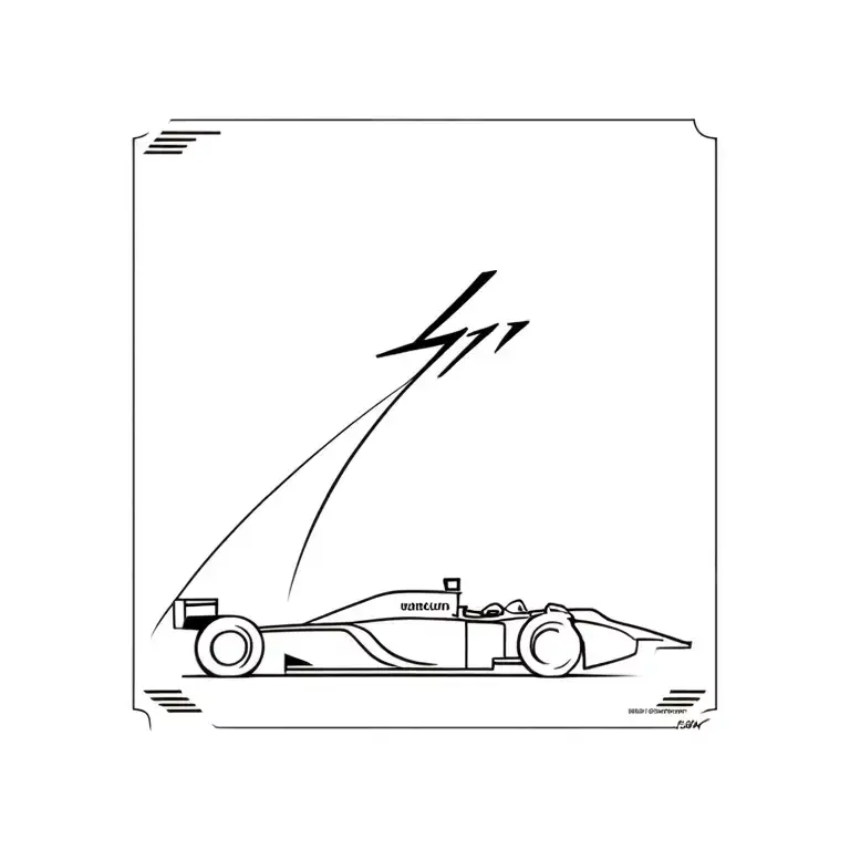 F1 Car with Lewis Hamilton driving fast tattoo design idea