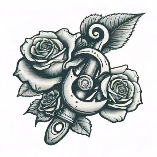 A tattoo of a wrench and a rose intertwined, symbolizing the balance between your occupation as a plumber and your love for your wife tattoo design idea