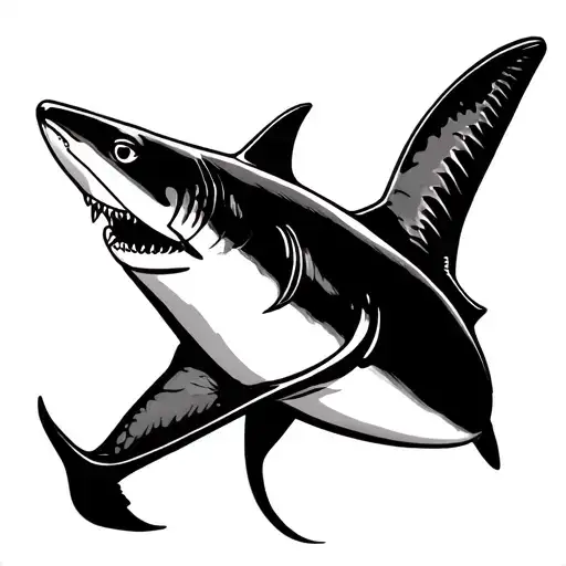 fine line, minimal freeform, Dotted for Stick and Poke Thresher Shark tattoo design idea